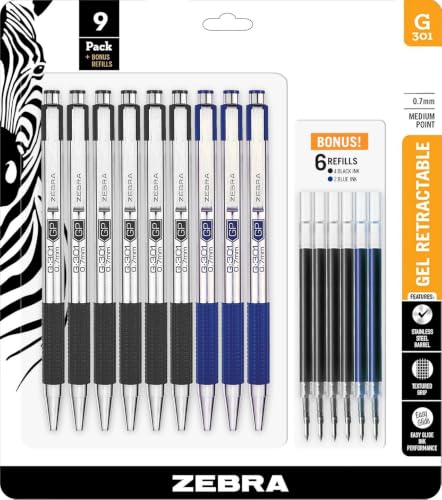 Bolígrafo Gel Retráctil Zebra Pen G-301 0.7 mm, 9 piezas miniatura 1