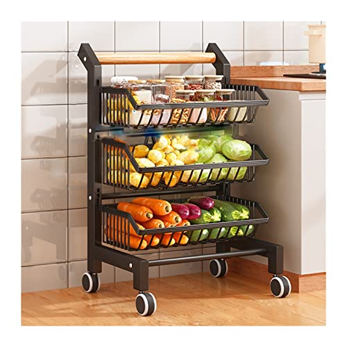 Carrello portaoggetti con Ruote - Scaffale Multistrato, Organizer da Cucina, Carrello per Frutta e Verdura, Soluzione per Snack