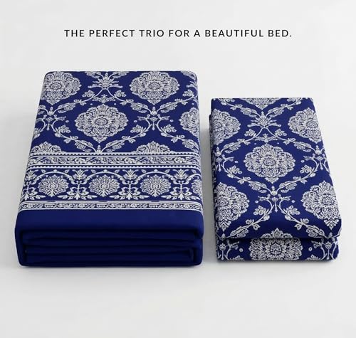 Image of BSB HOME Premium Cotton Double Bedsheet with 2 Pillow Covers, 240 TC Soft Breathable, Skin Friendly & Hypoallergenic, Jaipuri Printed (90 x 100 Inches) (Sanganeri Print - Blue)