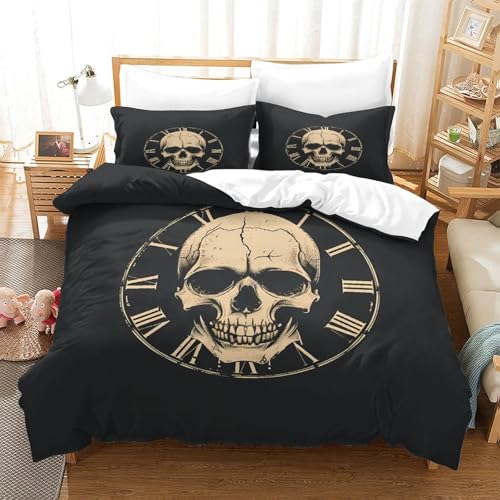 Housse de couette crâne 140x200cm en microfibre douce imprimée 3D - 3