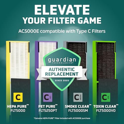 Image of GermGuardian AC5000E 3-in-1 Air Purifier with True HEPA Filter, UV-C Sanitizer, Allergen and Odor Reduction, 28-Inch Germ Guardian Air Purifier