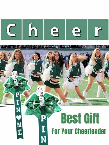 Image of Cheer Pin Me Ribbon Cheerleader Pin Me Bow Cheer Bow Keychain with Rhinestones Cheerleading Sports Accessory Gift