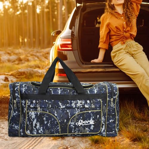 Travel Duffel Tote Bag for Weekend Getaways and Gym Activities, Blue Pattern4