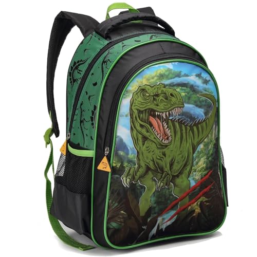 Mochila Dinossauro Escolar Infantil Costas Menino (Verde)