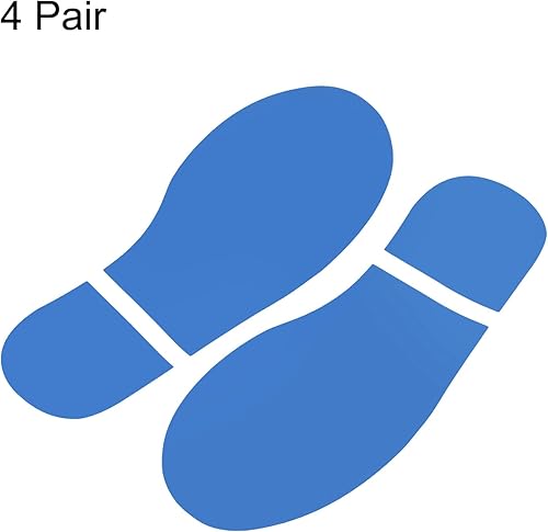 Miniatura 3 de PATIKIL Adhesivo de huellas de 8 x 3.3 pulgadas, 4 pares de zapatos de PVC para decoración de clase, guía de escaleras, azul cielo