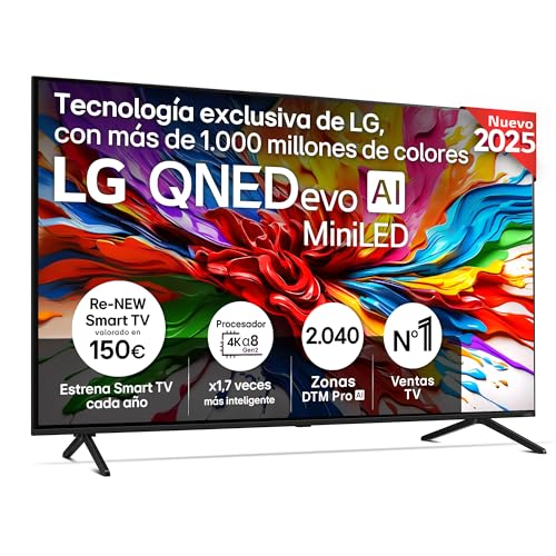 LG Smart TV 85 Zoll QNED EVO MiniLED 4K UHD (2025) – α8 AI Gen2-Prozessor, Dolby Vision & Atmos, VRR 144Hz, webOS 25, AMD FreeSync, Magic Remote, WiFi 6, Bluetooth 5.3