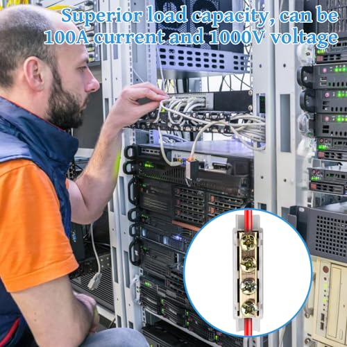 Durchgangsverbinder, 8 Stück Hauptleitungsabzweigklemme, 2 polig 100A 1000V Stoßdraht-Klemmblock für 2,5-16mm² Kabelverbinder Klemmleiste Doppelschrauben Klemmblock für Elektroinstallation