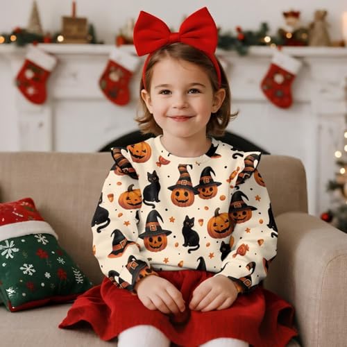 Girls Crewneck Sweatshirt Kids Sweatshirts Casual Toddler Pullover Sweatshirt with Ruffle Sleeves Long Sleeve Tops4