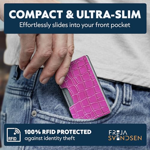 Image of Slim RFID Blocking Card Holder & Money Clip - Aluminum Wallet for Men & Women - Front Pocket Metal Minimalist Wallet Holds 15 Cards - Credit Card Holder - Durable, Lightweight, Unique Engraved Design