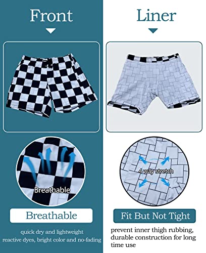 feelacle Mens Swim Trunks with Compression Liner Quick Dry 5.5 Inch Swimming Board Shorts Swimwear Bathing Suit2