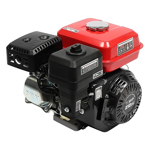 Moteur à essence 7,5CV (5,5kW) 4 temps OHV Industriel Noir-Rouge - 212cc Moteur stationnaire refroidi par air avec démarrage à corde pour karts/machines de...