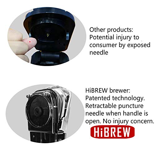 HiBREW Single Serve White Compact K Cup Coffee Brewer Coffee Maker for Travel Camping Compatible Ground Coffee (including Reusable K Cup and 50 Disposable Filters)