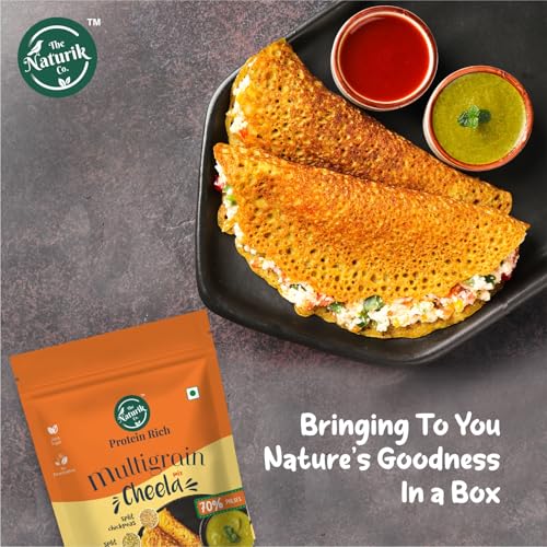 Image of Multigrain Cheela Mix 480g (40g X Pack of 12) by Naturik | Healthy Breakfast | Instant, Ready-to-Cook Cheela & Dosa Mix with 70% Pulses & 20% Protein, Healthy Breakfast Option for Kids & Family | As Seen On Shark Tank