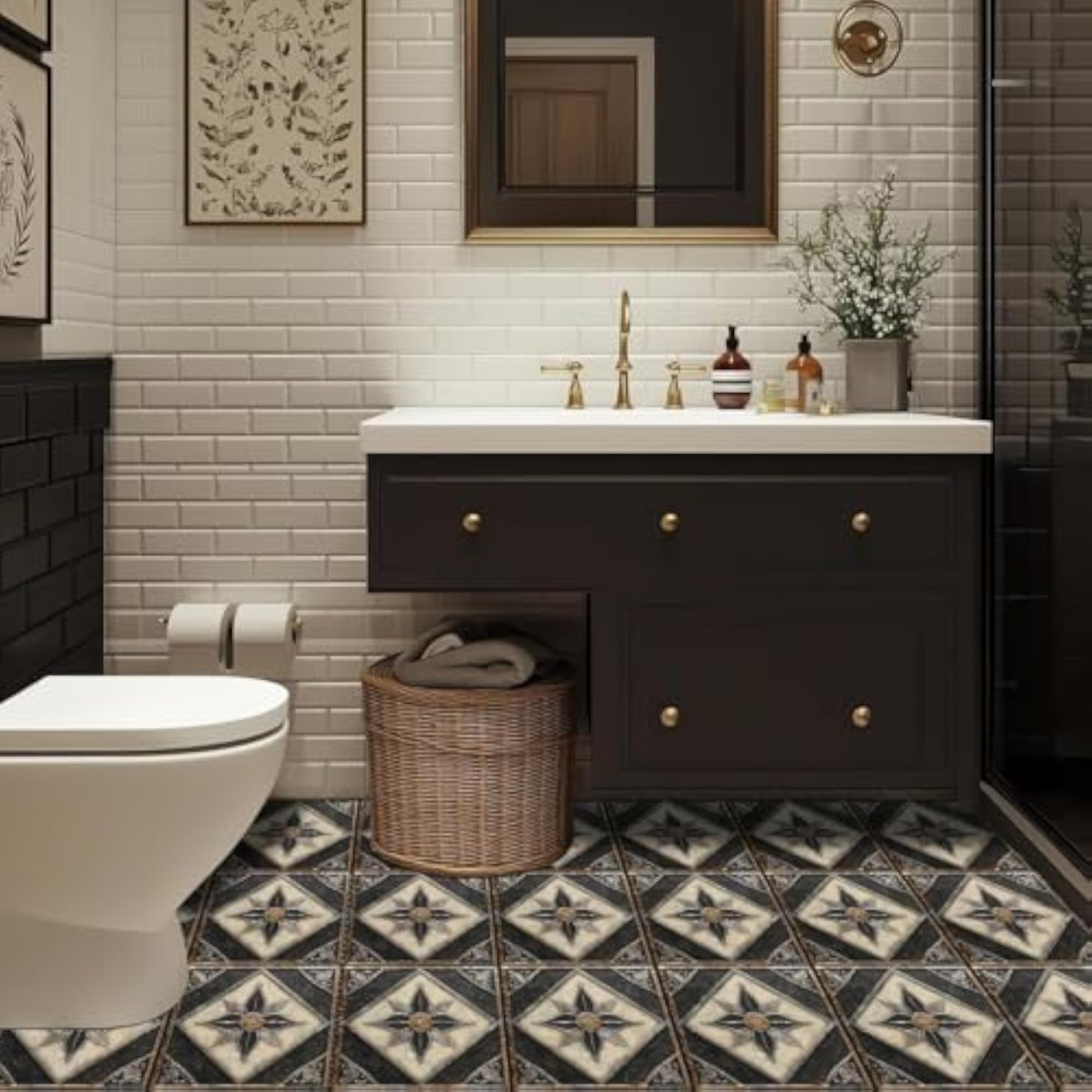 Moroccan Tile Stickers for Kitchen Backsplash Bathroom Floor
