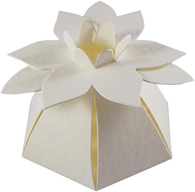 20 x Hammered Ivory Flower Top Wedding Favour Boxes