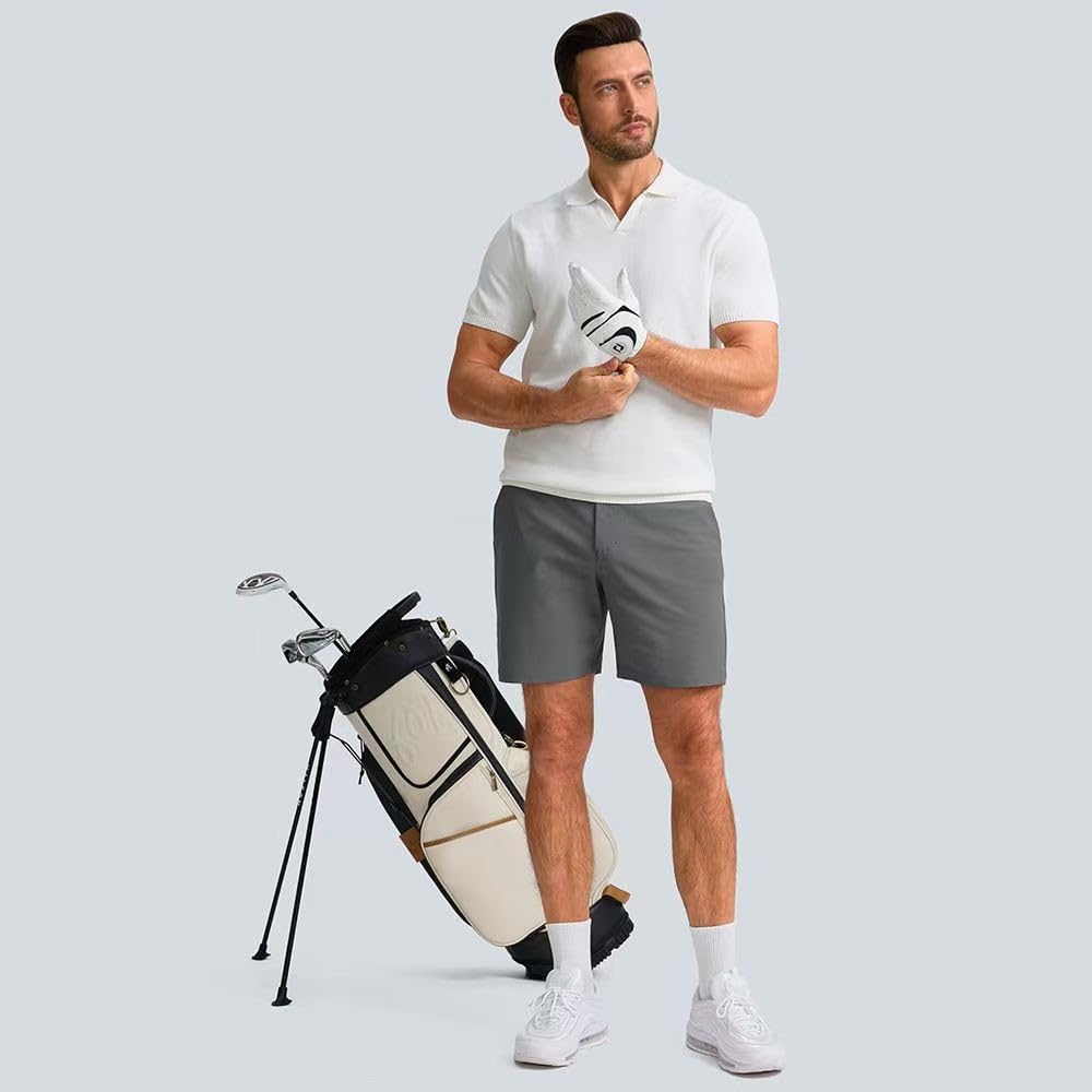 JJDFW Golf szybkoschnące szorty męskie rozciągliwe lekkie sukienki robocze spodenki na co dzień z 4 kieszeniami płaskie przednie spodenki turystyczne