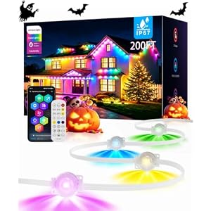 Permanent Outdoor Lights for House, 200ft RGB Christmas LED Light