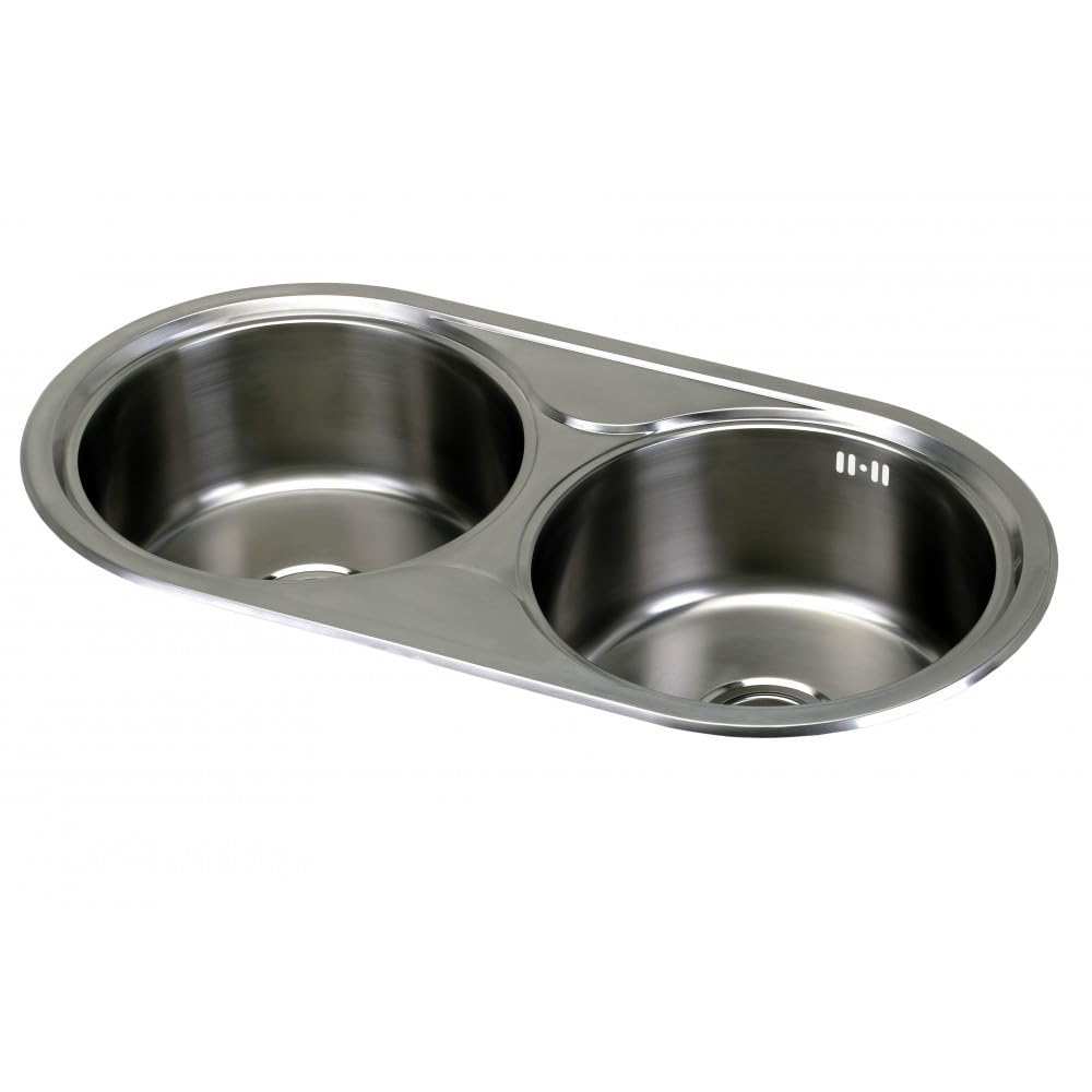 Cata | Fregadero de cocina | Modelo R 2 AG | 2 cubetas redondas | Mueble de 90 cm | Profundidad de 18 cm | Incluye accesorios