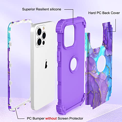 Image of Hocase for iPhone 13 Pro Max Case, Heavy Duty Shockproof Protection Soft Silicone Rubber Bumper+Hard Plastic Hybrid Protective Case for iPhone 13 Pro Max (6.7 inch) 2021 - When Purple Meets Blue