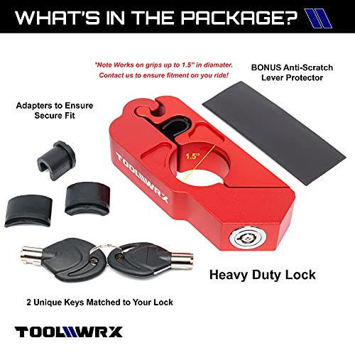 Toolwrx Motorcycle Lock – Heavy Duty Anti Theft Grip-Lock – Security For Throttle & Handlebar – Locks Front Brake & Clutch On Dirt Bike Moped Scooter Motorbike & Atv (Includes Lever Protector) #TOP1
