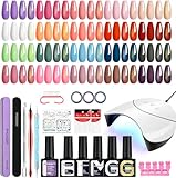 Phoenixy 20 Couleurs Kit Vernis Semi Permanent avec lampe UV Base et Top Coat Kit Ongle Gel UV Complet Vert Rose Nude Kit Semi Permanent Kit Manucure pour Débutant