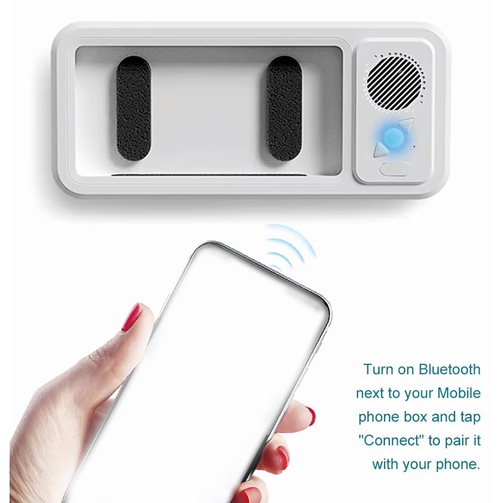 Porte-Téléphone de Douche avec Haut-Parleur Bluetooth, Écran Tactile Étanche IPX4 pour la Salle de Bain - Blanc