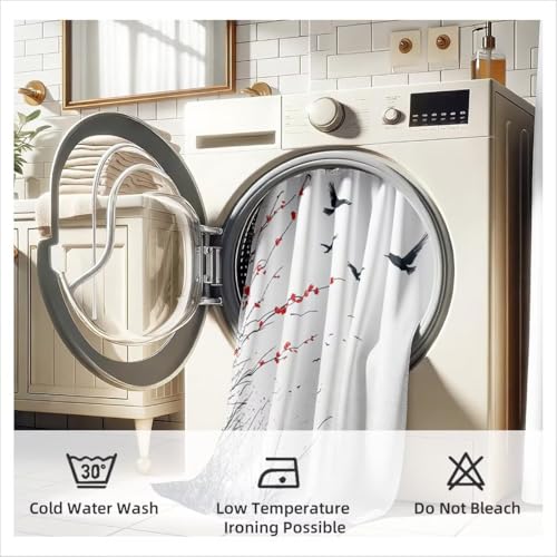 Rideau de douche gris 180x200 en polyester imperméable lavable avec 12 crochets - 8