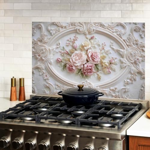 Image of Baroque Rose Kitchen Backsplash Peel and Stick, 35.4x23.6 in