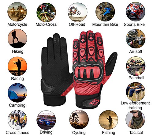 Alpha Cycle Gear Moto Sports Gloves (Black/Red, Medium) #TOP2