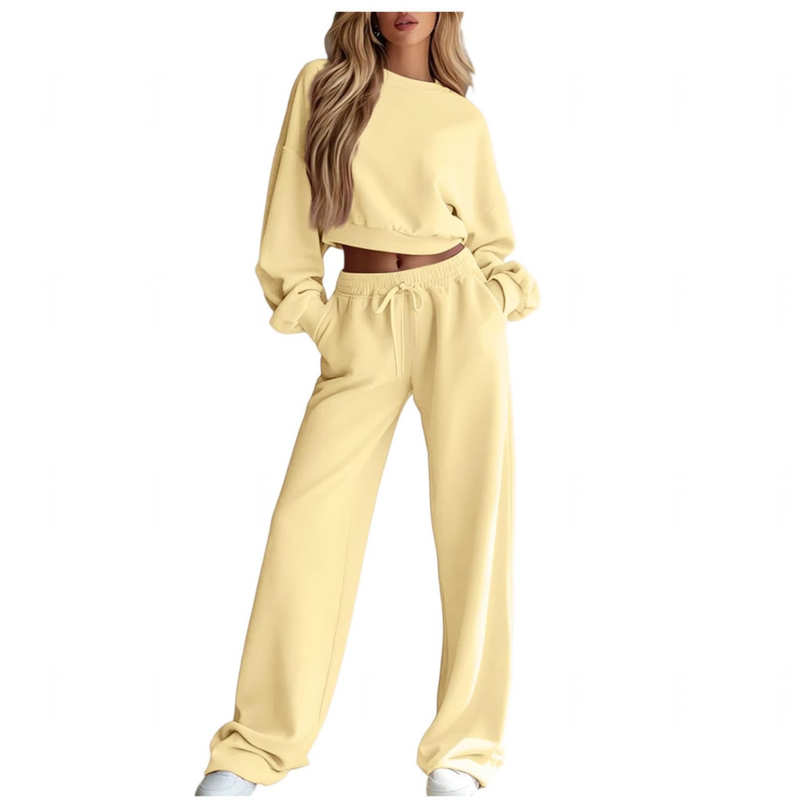 Lounge Set Damen Runder Halsausschnitt Lange Ärmel Trainingsanzug Frau Hände in die Taschen stecken Tracksuit Damen Ferien, Flughafen, Reisen Und Freizeit