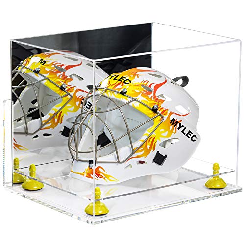 Better Display Cases Versatile Clear Acrylic Display Case - Large Rectangle Box with Mirror Case, Yellow Risers, Clear Wall Mount and Clear Base 14.5