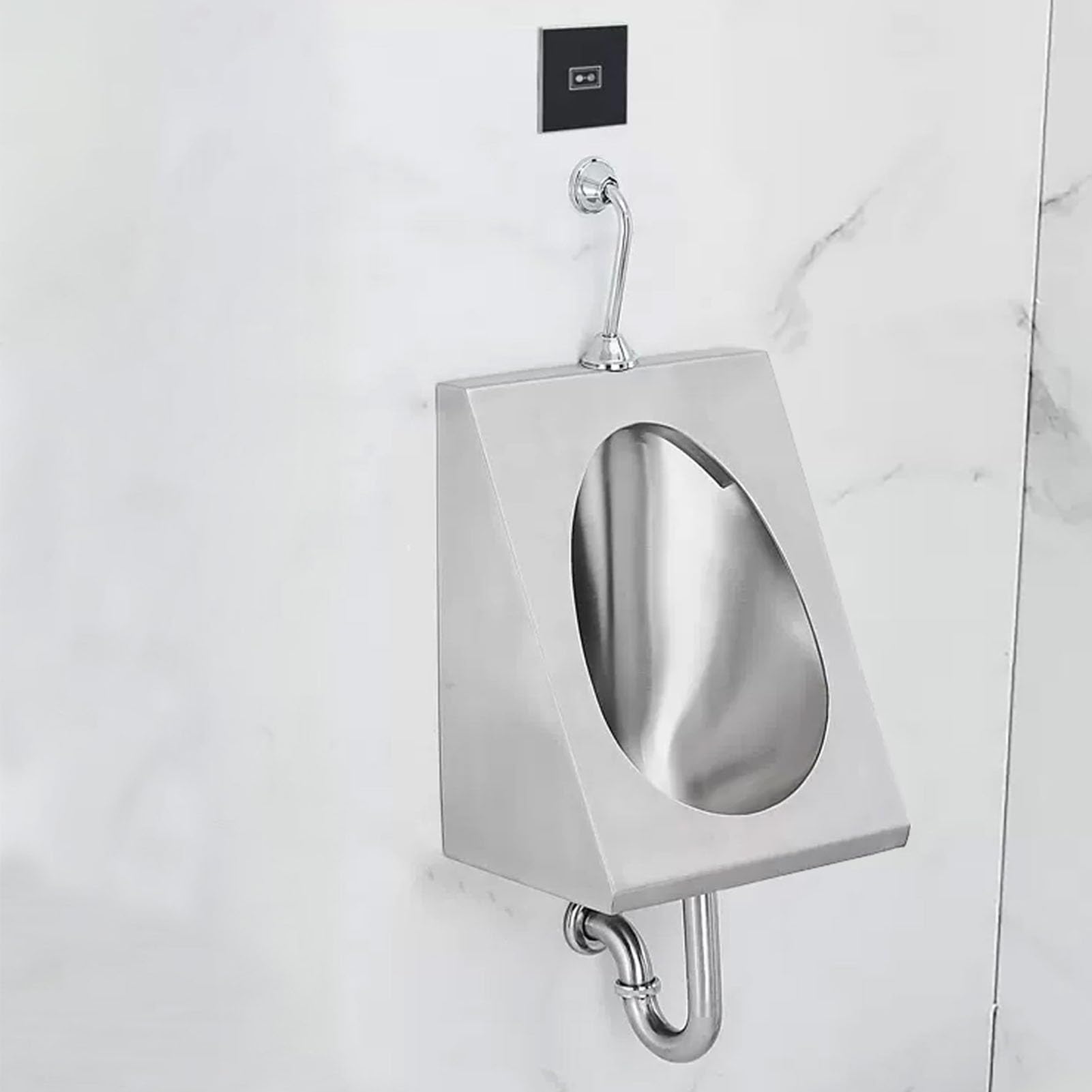 GTHTUHFD Wall Sensor Urinal, 304 Stainless Steel Urinal, Men'S Flushing Urinals, Commercial Public Toilet Splash Urinals, With Flush Valve And Drain Pipe, For Bathroom, Hotel,Wall-Sensor D