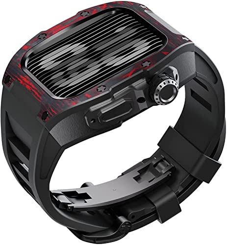 Boîtier titane et carbone pour Apple Watch 8 7 45mm avec bracelet sport luxe