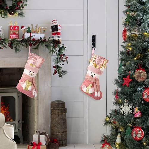 3 PCS Plush Christmas Stockings Santa Snowman Reindeer for Hanging Decor - image 8