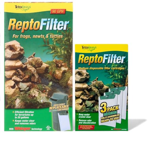 Tetra Reptofilter Bundle | Reptofilter 90GPH Filter & 3pk Medium Reptofilter Cartridges