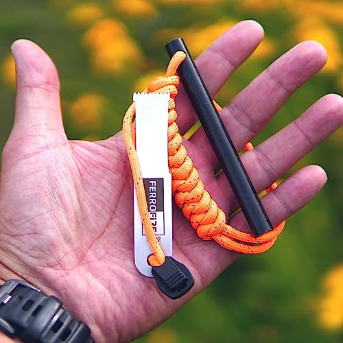 Super-Duty-Heavy-Duty-Classic-Ferro-Rod-Fire-Starter-with-4-Inch-Long-Flint-Ferrocerium-Rod-Carbon-Steel-Striker-Orange-550-Paracord-Lanyard-Handle-for-Camping-Emergency-Survival