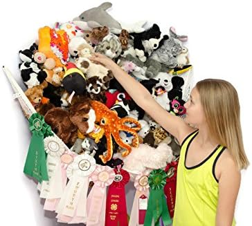 Best Stuffed Animal Hammock. Extra Large White Corner Storage Toy Net Organizer Keeps Kids Bedroom or Nursery Tidy. Includes Screw & Command Hooks by X2 Innovations.