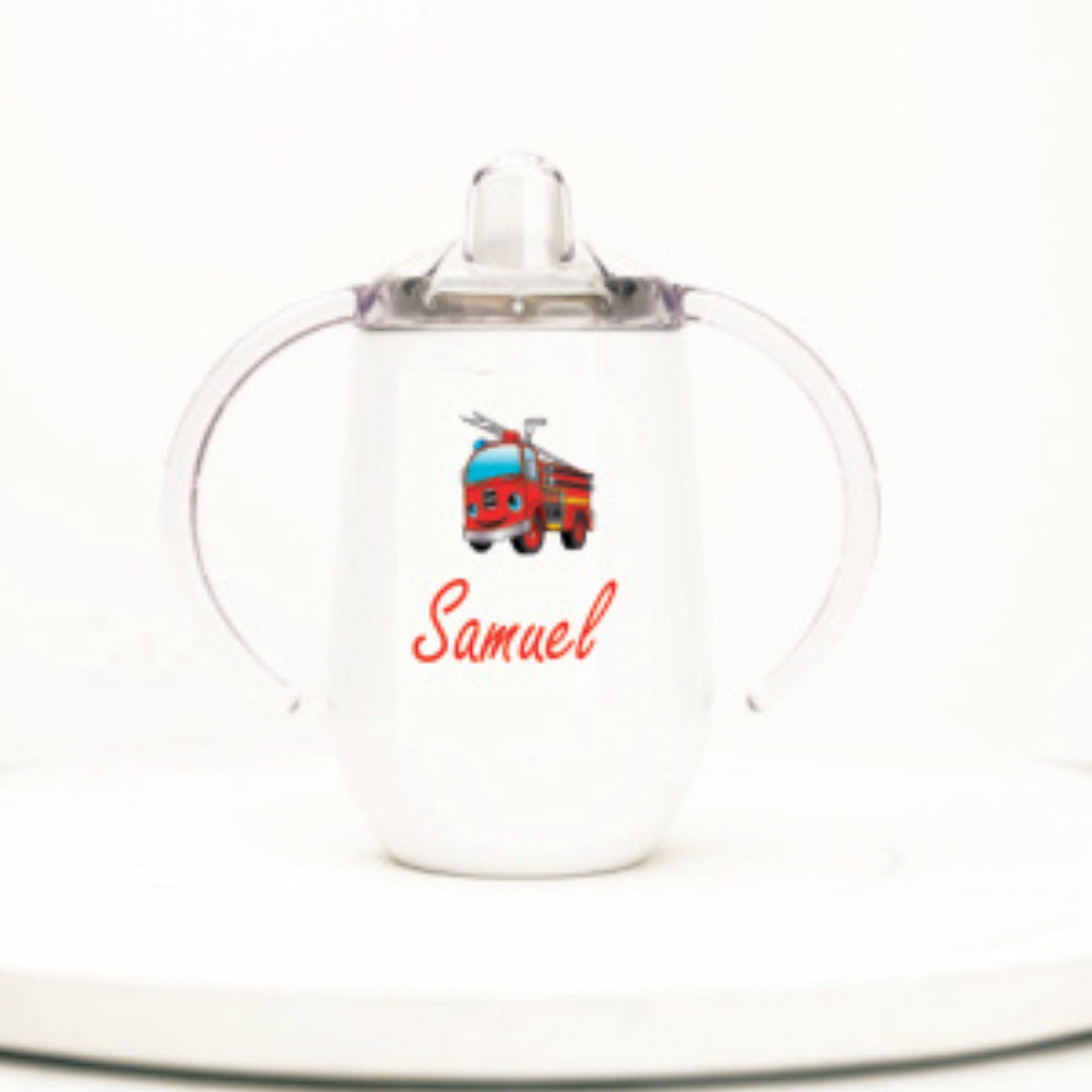 Personalized Insulated Stainless Steel Sippy Cup | Any Name or Text | Fire Truck | Fire Fighter | Sippy cup for toddlers | Sippy cup for baby