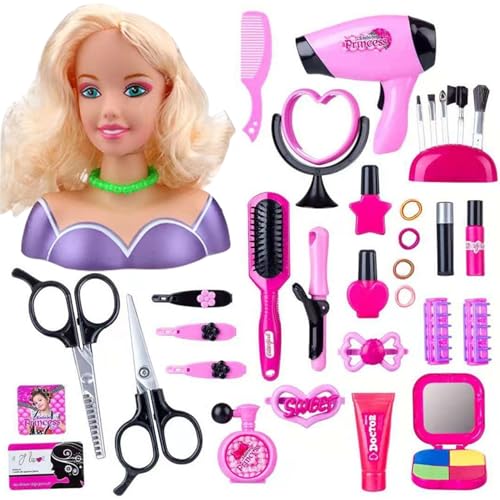 Tête de coiffure poupée pour enfants avec 35 accessoires de maquillage