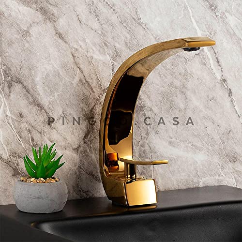 Pingoo.Casa, Torneira para Banheiro, Misturador Monocomando, Baixa Itapecuru, Dourado