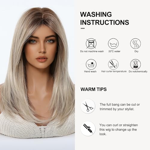 Franges-rideaux cheveux synthétiques blonds pour masquer racines et volume