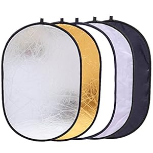 Konseen Collapsible Photography Reflector 24×35 inch (60x90cm) 5-in-1 Studio Photo Camera Portable Lighting Reflectors Oval Multi Light Diffuser Panel with Carrying Bag