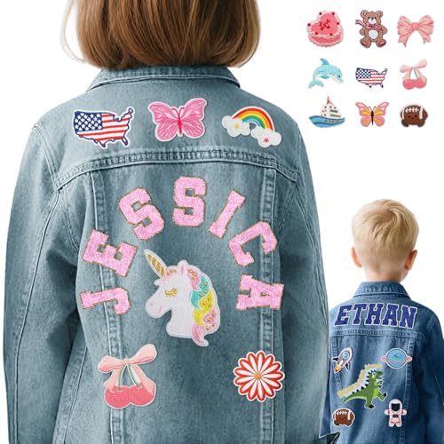 Personalized Denim Jacket with Name Custom Jean Jacket for Girls Boys 1-12 Years Old Jackets Christmas Birthday Gifts