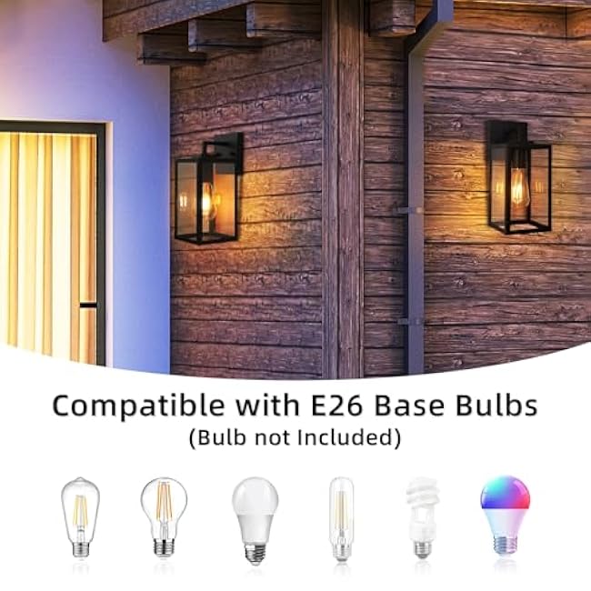 2-Pack Outdoor Wall Light Fixture Exterior Wall Lantern Sconce Matte Black