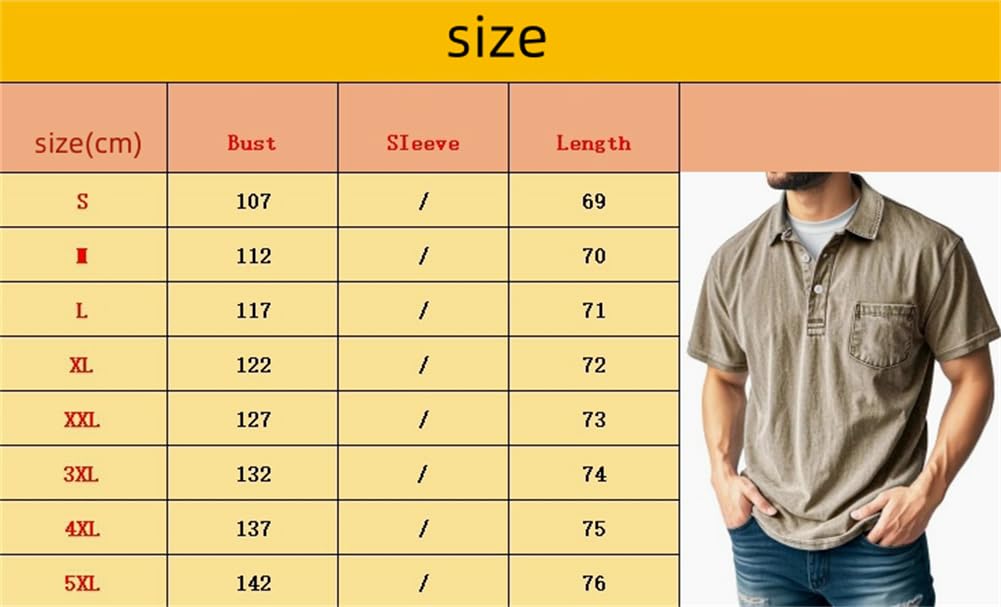Mokaloha Camicia da uomo casual Henley con colletto alto retrò e taschino, scollo rotondo estivo, a maniche corte, marrone, 5XL