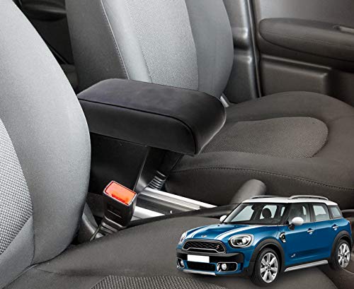 Accoudoir réglable en longueur pour Mini Countryman en cuir véritable régénéré Noir Cover