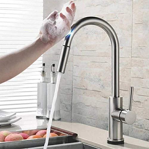 Mitigeur de cuisine tactile anti-traces en cuivre avec pulvérisateur extractible pratique
