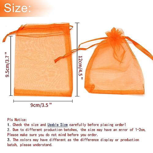 Image of Dealglad 100pcs Drawstring Organza Jewelry Candy Pouch Party Wedding Favor Gift Bags (3.5x4.5, Orange)