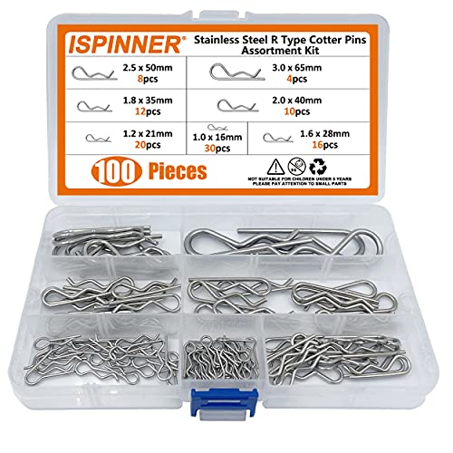 Ispinner R-COTTER-PIN 100Pcs 304 Stainless Steel Cotter Pins Assortment Kit thumb #2