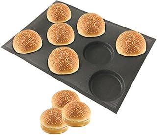 Bluedrop Silicone Hamburger Bread Forms Perforated Bakery Molds Non Stick Baking Sheets Fit Half Pan Size